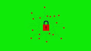 Lock Icon Animation. Security digital code technology. loop animation with alpha channel, green screen. video