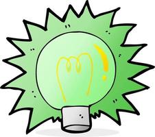 cartoon flashing green light bulb vector