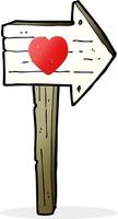 cartoon love heart sign post vector