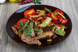 Stir fried pork with vegetables photo