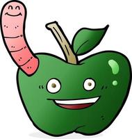 cartoon apple with worm vector