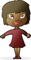 cartoon girl shrugging shoulders vector