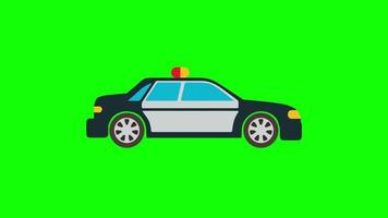 Police car icon Animation. Vehicle loop animation with alpha channel, green screen. video