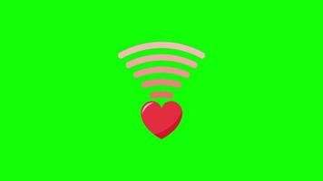 animation d'icône pop-up d'amour ou de coeur rouge. concept de battement de coeur pour la saint-valentin et la fête des mères. l'amour et les sentiments. animation en boucle avec canal alpha, écran vert. video
