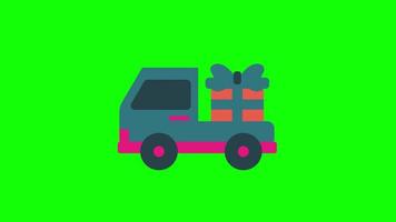 animação de ícone de carro de transporte de carga. animação de loop de veículo com canal alfa, tela verde. video
