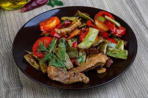 Stir fried pork with vegetables photo