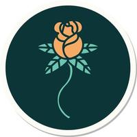 sticker of tattoo in traditional style of rose vector