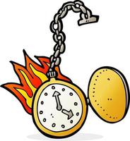 cartoon flaming watch vector