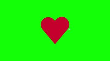 animación de icono emergente de amor rojo o corazón. concepto de latido del corazón para el día de san valentín y el día de la madre. amor y sentimientos. animación en bucle con canal alfa, pantalla verde. video