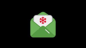 invitation with christmas card icon envelope , letter, loop animation with alpha channel. video