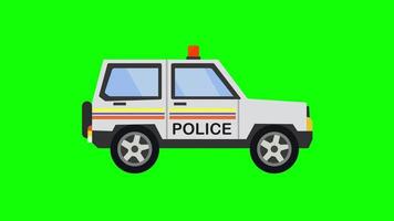 Symbolanimation für Polizeiautos. Fahrzeugschleifenanimation mit Alphakanal, grüner Bildschirm. video