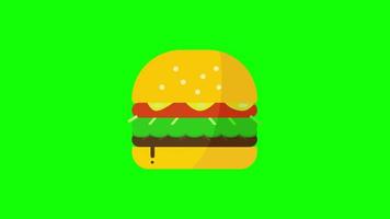 ícone de hambúrguer, conceito de fast food, animação em loop com canal alfa. video