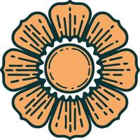 icono de estilo tatuaje de una flor vector