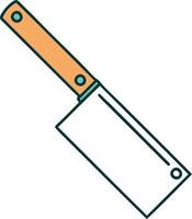 tattoo style icon of a meat cleaver vector