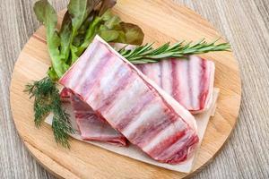 Raw lamb ribs photo