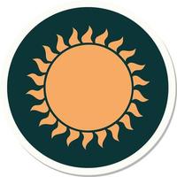 sticker of tattoo in traditional style of a sun vector