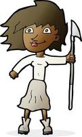 cartoon woman with spear vector