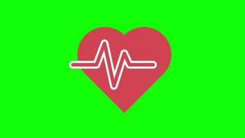 red love or heart pop up icon Animation.Heart Beat Concept for valentine's day and mother's day. Love and feelings. loop animation with alpha channel, green screen. video