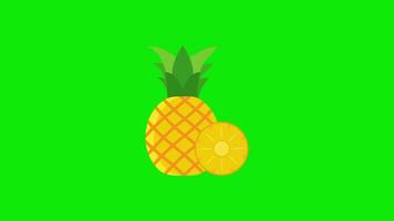 Pineapple Icon Animation. tropical fruit. loop animation with alpha channel, green screen. video