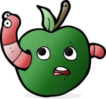 cartooon worm in apple vector