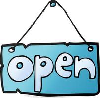 cartoon open shop sign vector