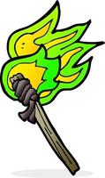 cartoon burning torch vector