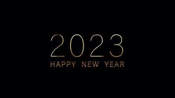 2023 Happy New Year golden text with light motion video