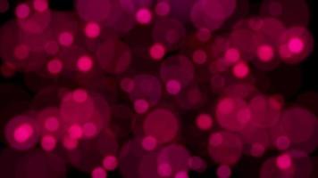 Loop pink red bokeh particles floating black background video