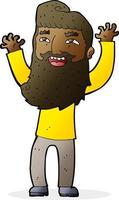 cartoon happy bearded man waving arms vector