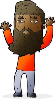 cartoon bearded man waving arms