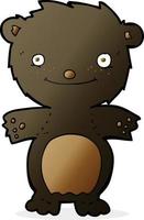 cartoon happy little black bear vector