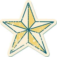 iconic distressed sticker tattoo style image of a star vector