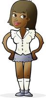 cartoon woman with hands on hips vector