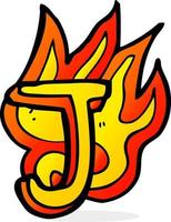 cartoon flaming letter vector