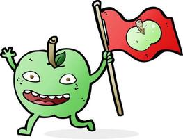 cartoon apple with flag vector