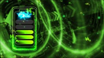 green hydrogen battery and digital computer hologram background, concept clean energy is environmentally friendly video