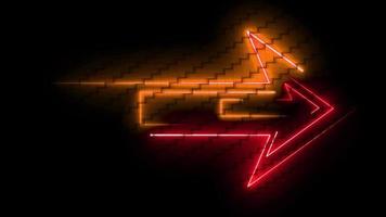 triplicare frecce splendore rosso e arancia colore laser simbolo veloce mossa su bambù struttura sfondo video