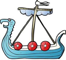 barco vikingo de dibujos animados vector