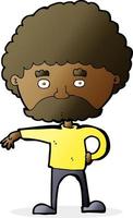 cartoon man with mustache making camp gesture vector