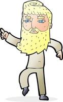 cartoon bearded man pointing the way vector