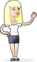 mujer bonita de dibujos animados saludando vector