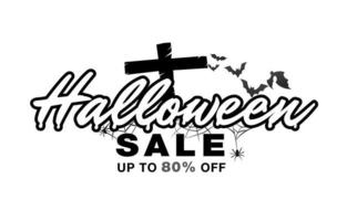 Happy Halloween Sale Illustration Trick or Treat With spider webs, bats and crosses. vector