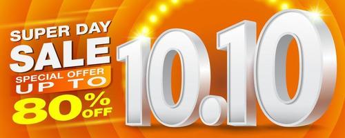10.10 Super day sale Banner design Big promotion to support the nine month sale of products online. Ads for the web, Social media and online shopping. vector