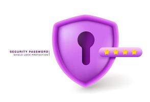 Security password shield lock protection. vector