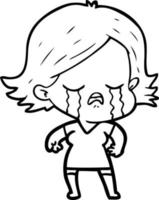 cartoon girl crying vector