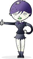 cartoon vampire girl giving thumbs up symbol vector