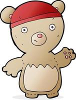 cartoon teddy bear wearing hat vector