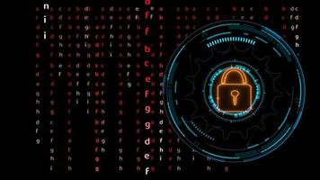 Quantum cryptography security lock matrix technology hexagon wire animation on the black screen video