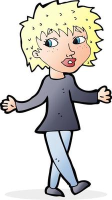 cartoon woman with no worries
