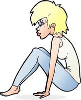 cartoon woman sitting vector